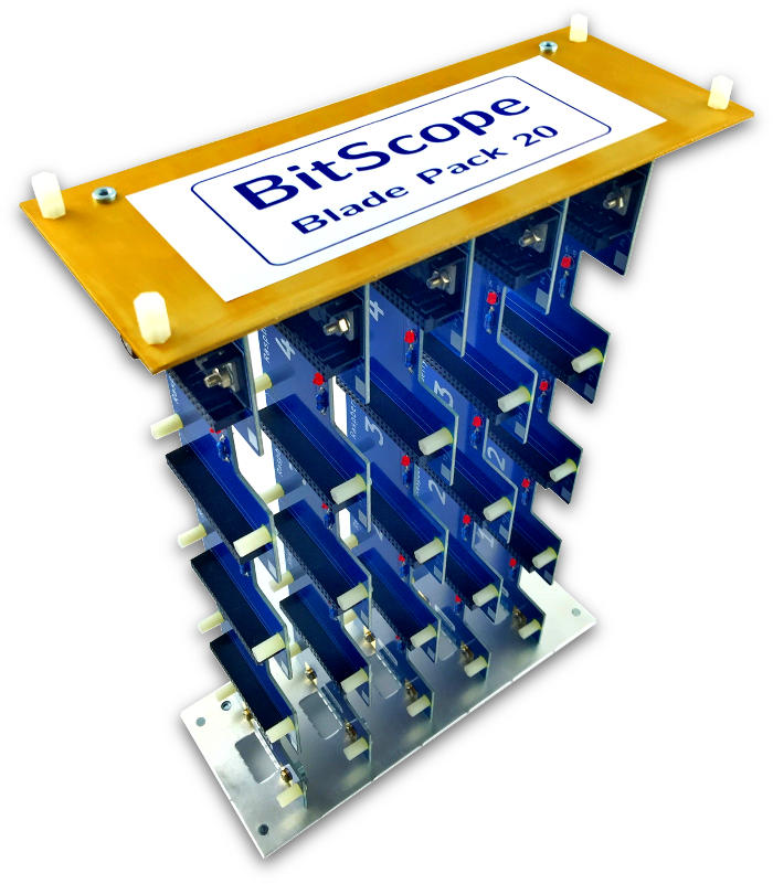 BitScope Blade Pack 20, Power & Mounting for 20 Raspberry Pi (Raspberry Pi not included).
